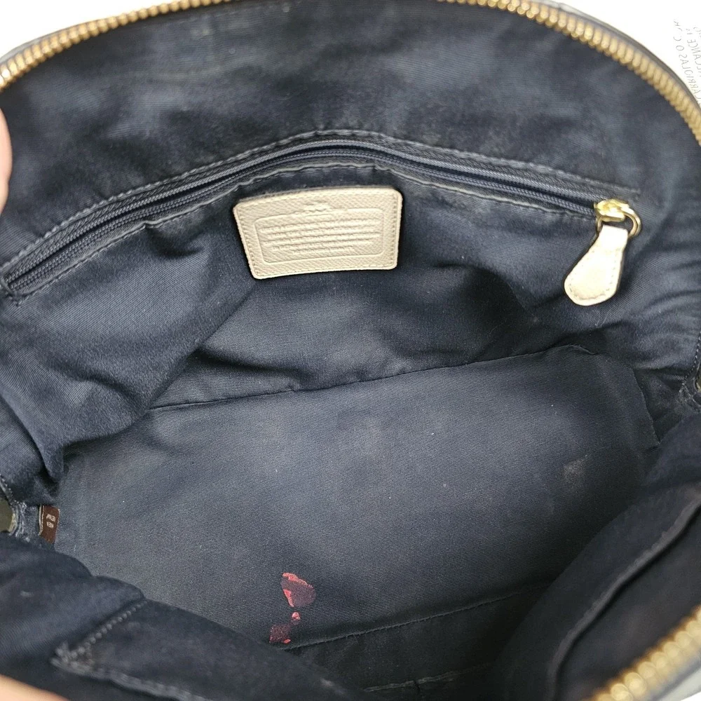 COACH Cora Crossgrain Domed Satchel F34491 Midnight/Chalk + Hang Tag *NO STRAP